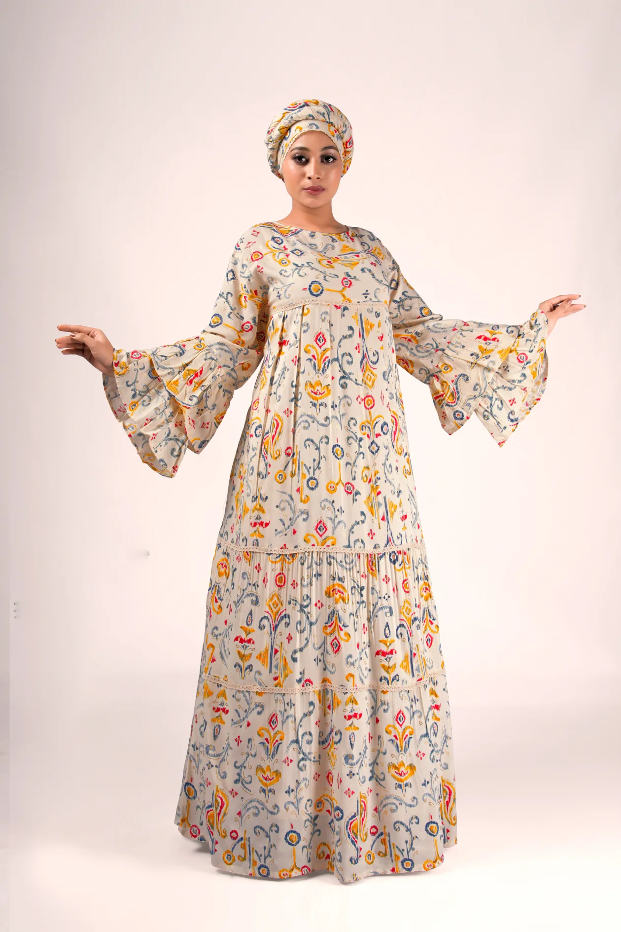 Kaftan 11769 – Sunshine Bloom Cotton Kaftan - Image 3